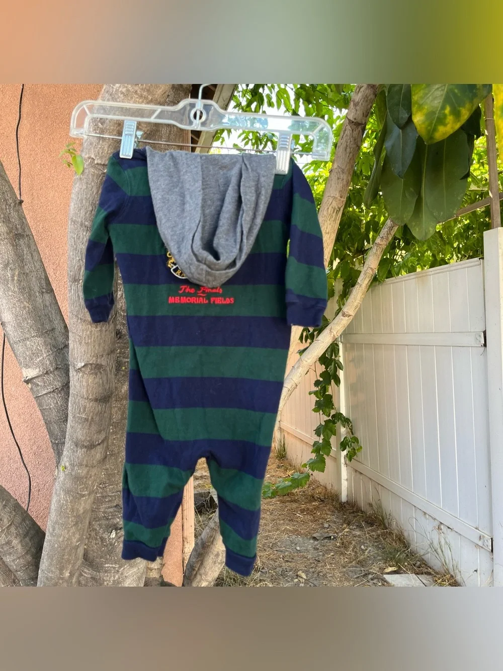 Polo Ralph Lauren Baby Rugby Stripe Hooded Romper 6M .